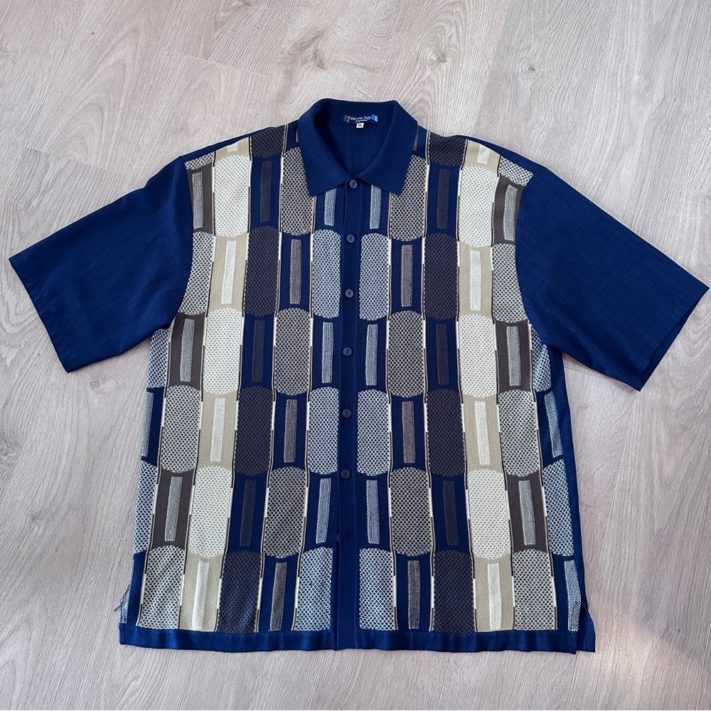 Men’s Cool Retro Tony Soprano 3X Button Down Shirt- Navy